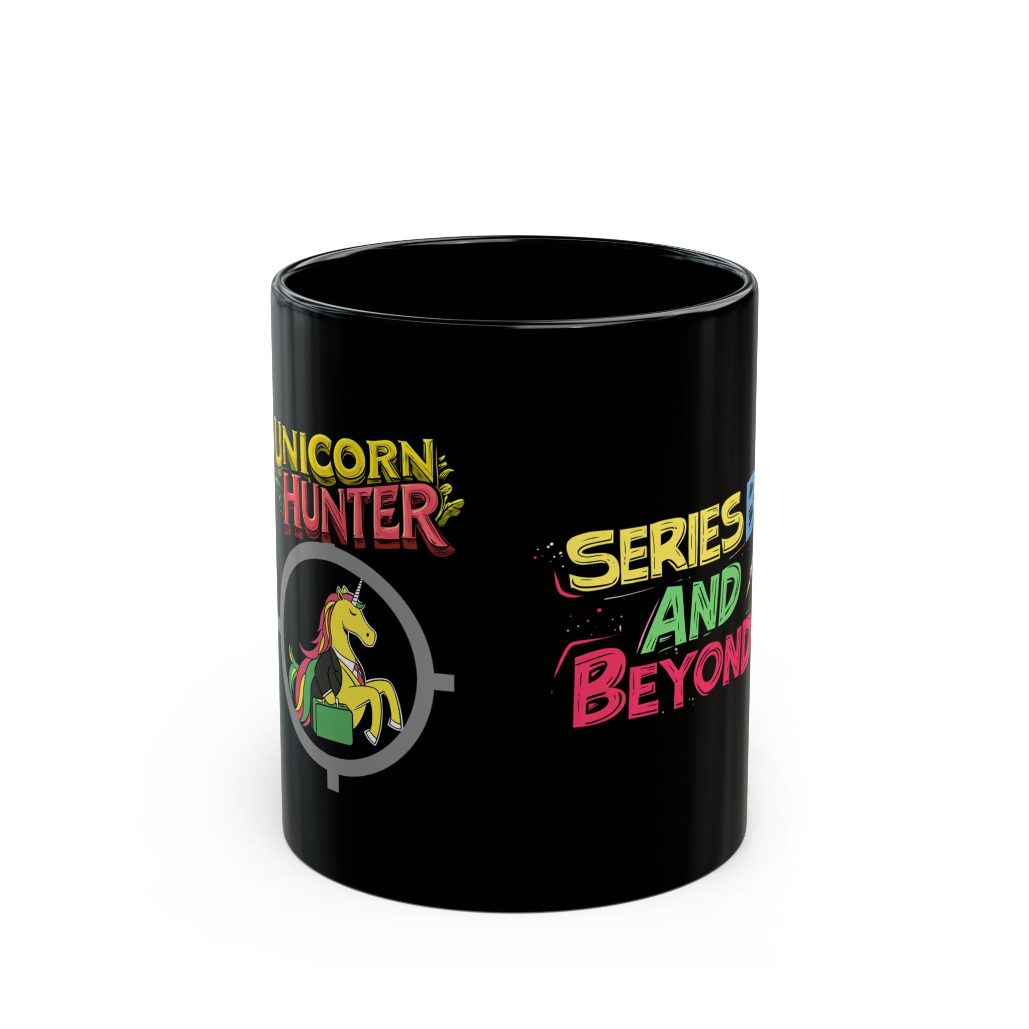 Unicorn Hunter Mug - Fun Black Coffee Cup for Fantasy Fans